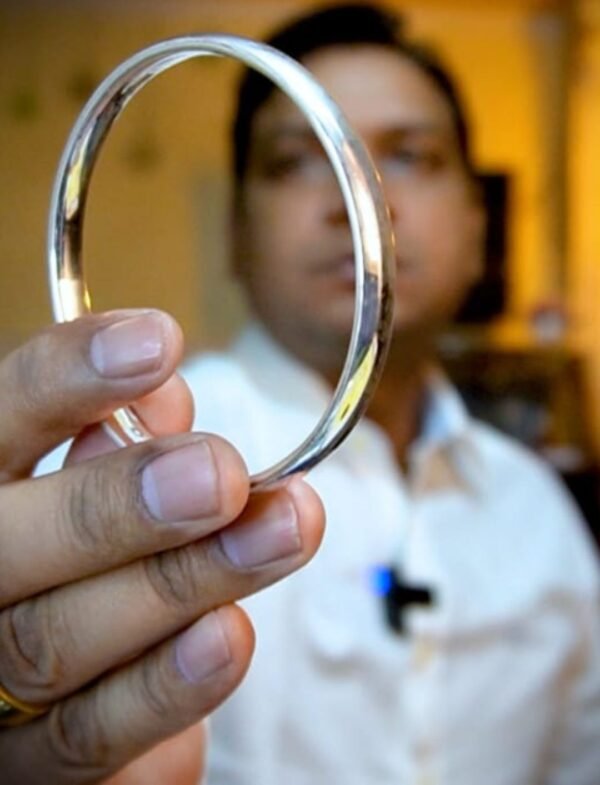 Pure Silver Tridhatu Kada Having Gold & Copper Bits Mangal Bad Kada Tridhatu Kada