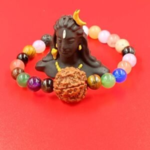 Rudraksha Bracelet With Multicolored Stones - Luck Bracelet