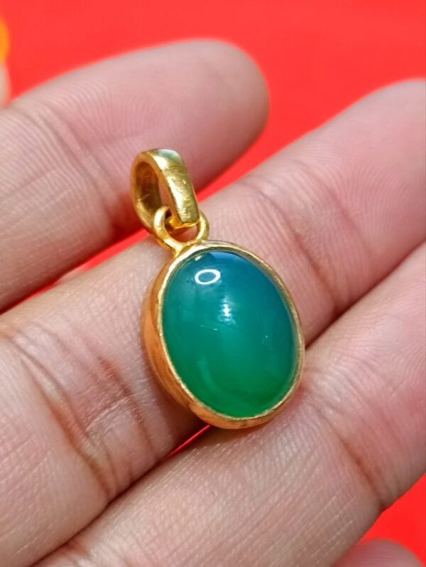 Green Hakik - Green Agate - Panchdhatu Ring or Locket - हरा हकीक - Image 2