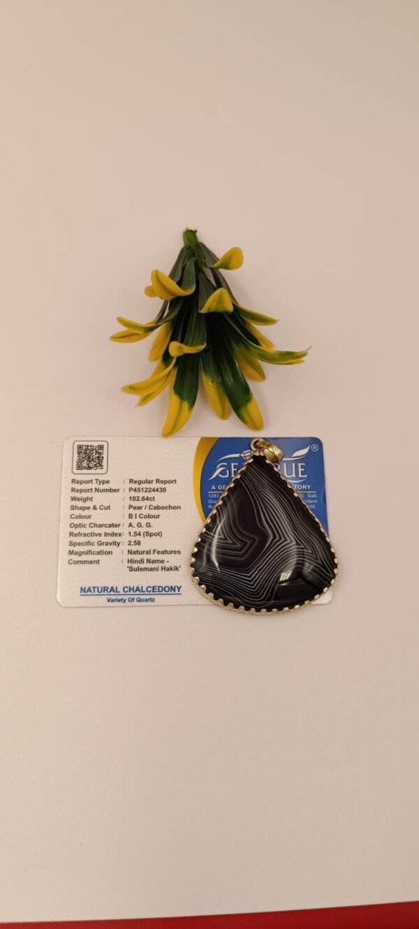 Sulemani Hakik Locket - Special Collection - Drop & Leaf Shaped in Silver - Image 3