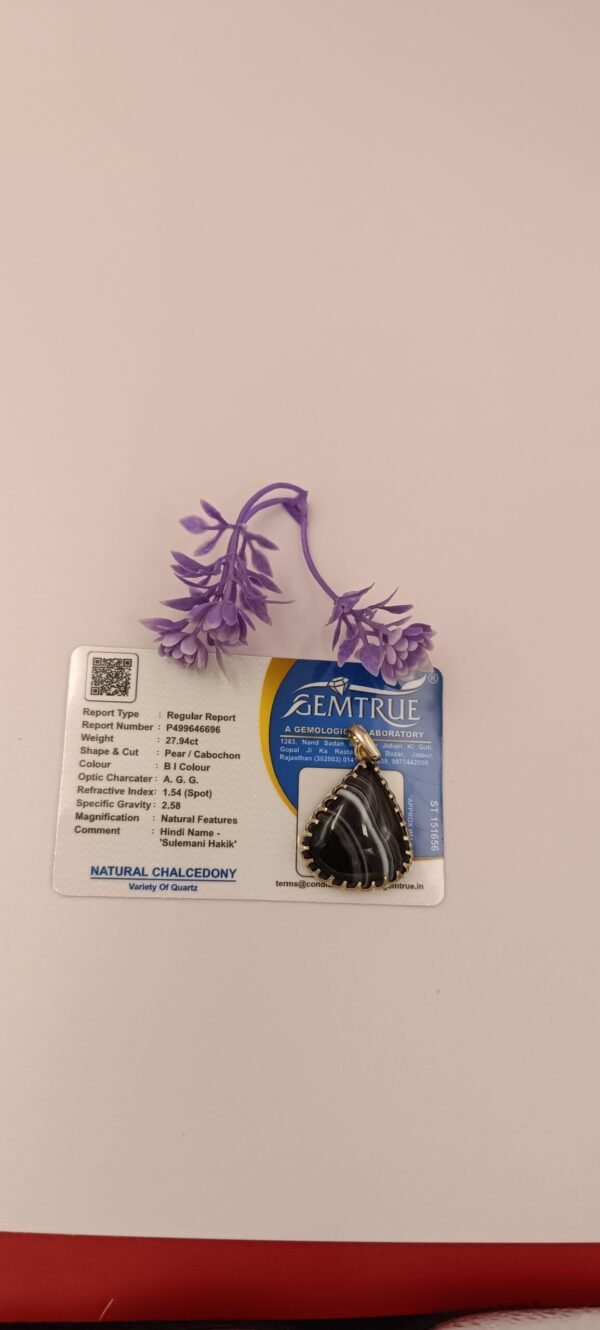 Sulemani Hakik Locket - Special Collection - Drop & Leaf Shaped in Silver - Image 2