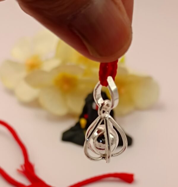 Silver Cage Ball Locket For Rahu - Pinjra Goli - Image 2