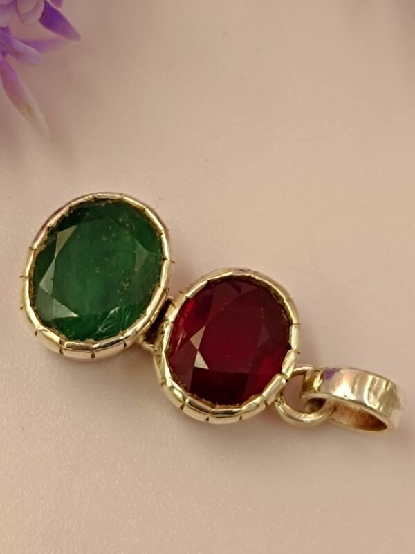 Budh Aditya Yoga Pendant - Ruby & Emeralad Combined Locket - Image 2